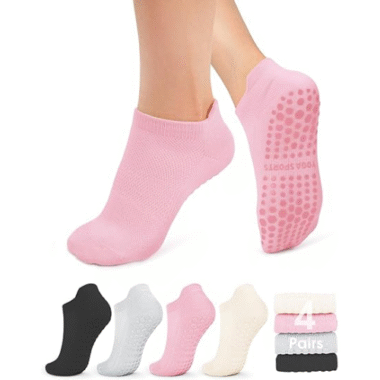 YeuG 4/6 Paar Pilates-Socken für Damen – rutschfeste Grip-Socken für Yoga, Barre, Krankenhaus, Barfuß